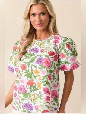 NWT Prosperina Lane Secret Garden Floral Puff Sleeve Blouse size xl
